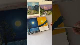 Easy landscape painting #ghibli #art #artist #painting #landscapepainting #gouache #artwork #shorts