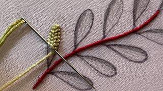 Pretty leaf hand embroidery design|leaf hand embroidery|hand embroidery tutorial