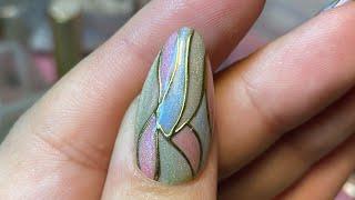 Stained glass cat eye nail design & @nailmailbox unboxing. Spring/summer nails