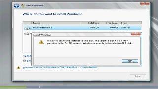 Таблица MBR разделов: Невозможно установить Windows 8