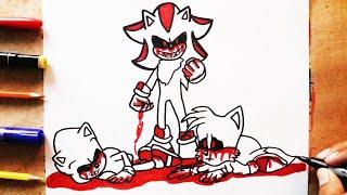 COMO DIBUJAR a SHADOW.EXE VS SONIC.EXE Y TAILS.EXE