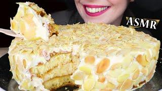 CREAMY ALMOND - VANILLA CAKE  | No Talking | ASMR Mukbang | Real Eating Sounds