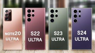 Samsung Galaxy S24 Ultra Vs S23 Ultra Vs S22 Ultra Vs Note 20 Ultra Specs Review