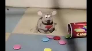 cute creature comforts mouse eating candy claymation rat