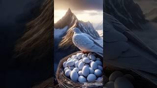 The story of the pigeon ️ who made a nest on the peak of the mountain and laid many eggs #ai #viral