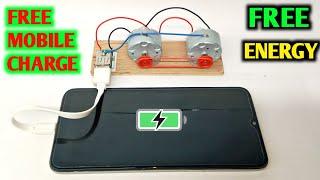 How to make Free Mobile Charger at Home With Two Dc Motor