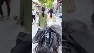Wig ponytail with claw clip, butterfly bow high ponytail long curly hair wig