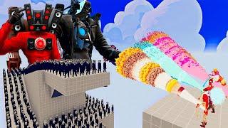 100x CAMERA MAN + 2x TITAN vs 3x EVERY GOD   Totally Accurate Battle Simulator TABS