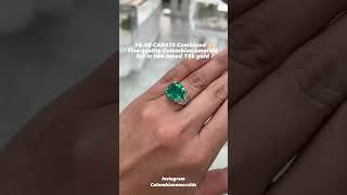 50K anniversary big statement ring / asscher real Colombian emerald & pear accent diamonds 18K