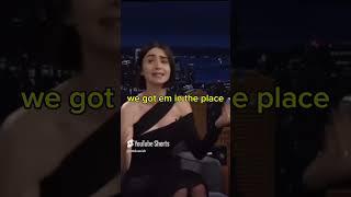 Lily Collins lip syncing to "wannabe" on Jimmy Fallon #emilyinparisseason4