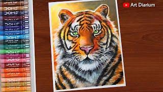 Realistic Tiger Drawing with Oil Pastels: Step-by-Step Wildlife Art