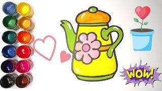 Draw a picture of a teapot for children/Рисуем чайник для детей/Bolalar uchun choynak rasminichizish