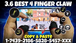 BGMI/PUBG MOBILE 3.6 UPDATE BEST 4 FINGER CLAW CONTROL CODE | 4 FINGER CONTROL CODE COPY PASTE