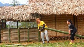 Fighting to survive — Single mother builds her own bamboo kitchen shelf in a quiet garden