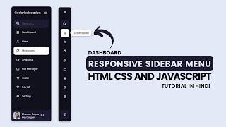 Responsive Sidebar Menu Using HTML CSS And JAVASCRIPT | Dashboard Sidebar Menu | Code4education