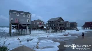 September 15, 2024, high tide in Rodanthe, NC, Outer Banks, from inside an oceanfront cottage.