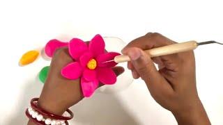 :) How to make a clay pink magnolia flower model craft easy DIY / clay art