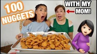 100 CHICKEN NUGGETS IN 10 MINUTES | MOTHER & DAUGHTER EDITION! (MUST WATCH)