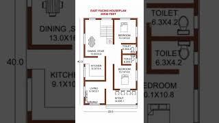 26x40  feet Easr facing house plan #Indian construction #shorts #hbg