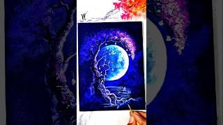Beautiful Moonlight scenery #shorts #art #painting #ytshorts #satisfying