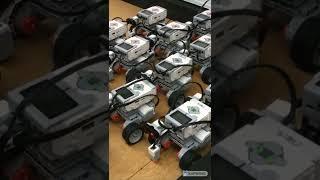 Watch my army of 18 EV3 robots all turn on!