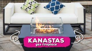 Modern concrete gas fireplace for gas bomb + coffee table - 102x102 cm - KANASTAS