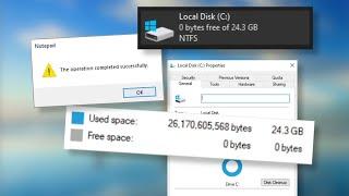 Windows 10 with 0KB Free Disk Space