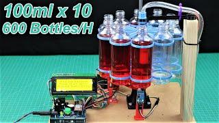 DIY 10 Bottle Filling Machine using Arduino - 600 Bottles/Hour