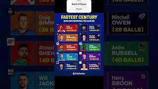 Fastest century across popular t20leagues #cricketrecords #cricket #india #ipl #bpl #bbl2025