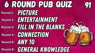 Online Pub Quiz - 6 Rounds: Picture, Entertainment, Wheel of Fortune, Pictogram, Top 5 & GK No.91