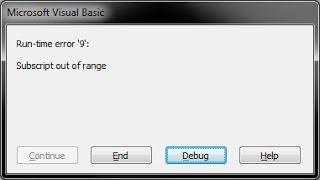 Resolve a problem of error 9  subscript  out of range