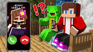 Scary Call Jenny Dweller Mikey and JJ at 3 AM in Minecraft - Maizen