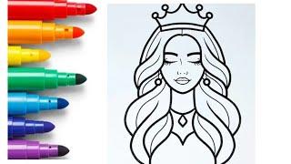 How to draw a Easy flower Drawing for kids princesses with watercolor