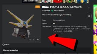 New FREE Promo Roblox PROMO CODE HAT (Blue Flame Robo Samurai)