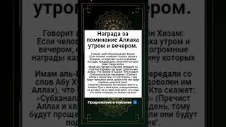 Награда за поминание Аллаха утром и вечером.