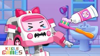 Brush Your Teeth with Ambulance | Robocar Poli Cartoon | KIGLE GAMES