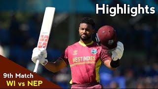 WI vs NEP Highlights 9Th Match ICC World Cup 2023 Qualifier. WI vs NEP Highlights.