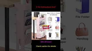 5 Tier Rolling Book Shelves with Lockable Casters