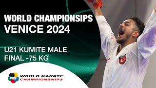 U21 KUMITE MALE -75 KG FINAL | O. YUKUR (TUR) VS Y. FARAG (EGY) | WORLD KARATE FEDERATION