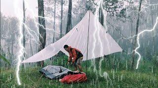 BEST HEAVY RAIN VIDEO 5 - SOLO CAMPING IN HEAVY RAIN AND THUNDERSTORMS,THE SOUND OF RAIN RELAXING