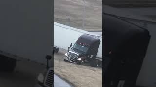 Semi-truck on slippery road