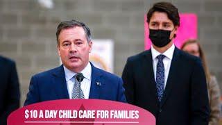 Trudeau and Kenney announce affordable childcare deal for Alberta
