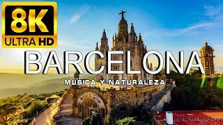 FLYING OVER BARCELONA 8K |Amazing beautiful natural landscape with relaxing music|8K ULTRA HD VIDEO