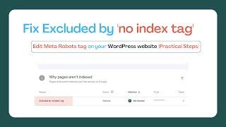 How to fix excluded by ‘noindex’ tag and edit meta robots tag in Wordpress website practical steps