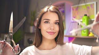 ASMR Realistic Hair Cut  (Haircut, Straightener, Sleep Massage) - Roleplay