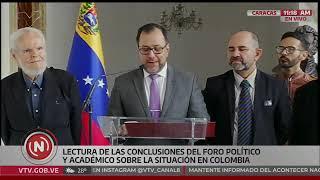 Canciller lee conclusiones del Foro sobre situación en Colombia, 11 de octubre de 2024