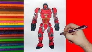 How to draw robot Blacktop, Real Steel, Как нарисовать робота Блэктоп, Живая Сталь