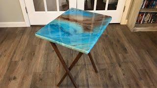 TV Tray Makeover DIY Epoxy Resin Pour - Step by Step Tutorial