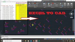 Import X,Y,Z topo survey data (elevations and codes point id) from excel to cad direct in detail