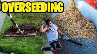 OVERSEEDING the front lawn! Spring overseed is in the books my dudes! 